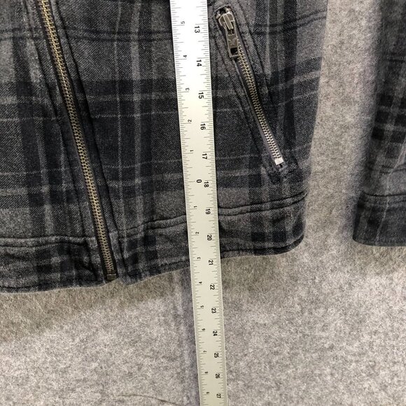 American Eagle Fleece Moto Jacket Womens S Gray Plaid Cotton Zip Up - Picture 10 of 12